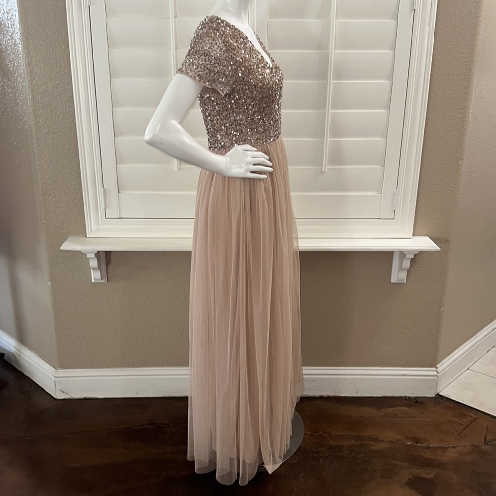 Maya Petite Bridesmaid short sleeve maxi tulle dress - Picture 6 of 12